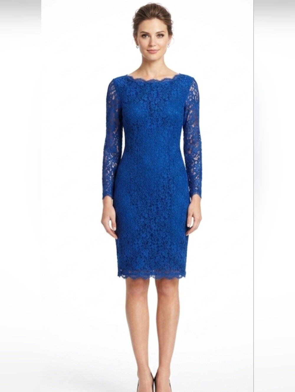 Adrianna Papell Royal Blue Lace Dress, Size 6.